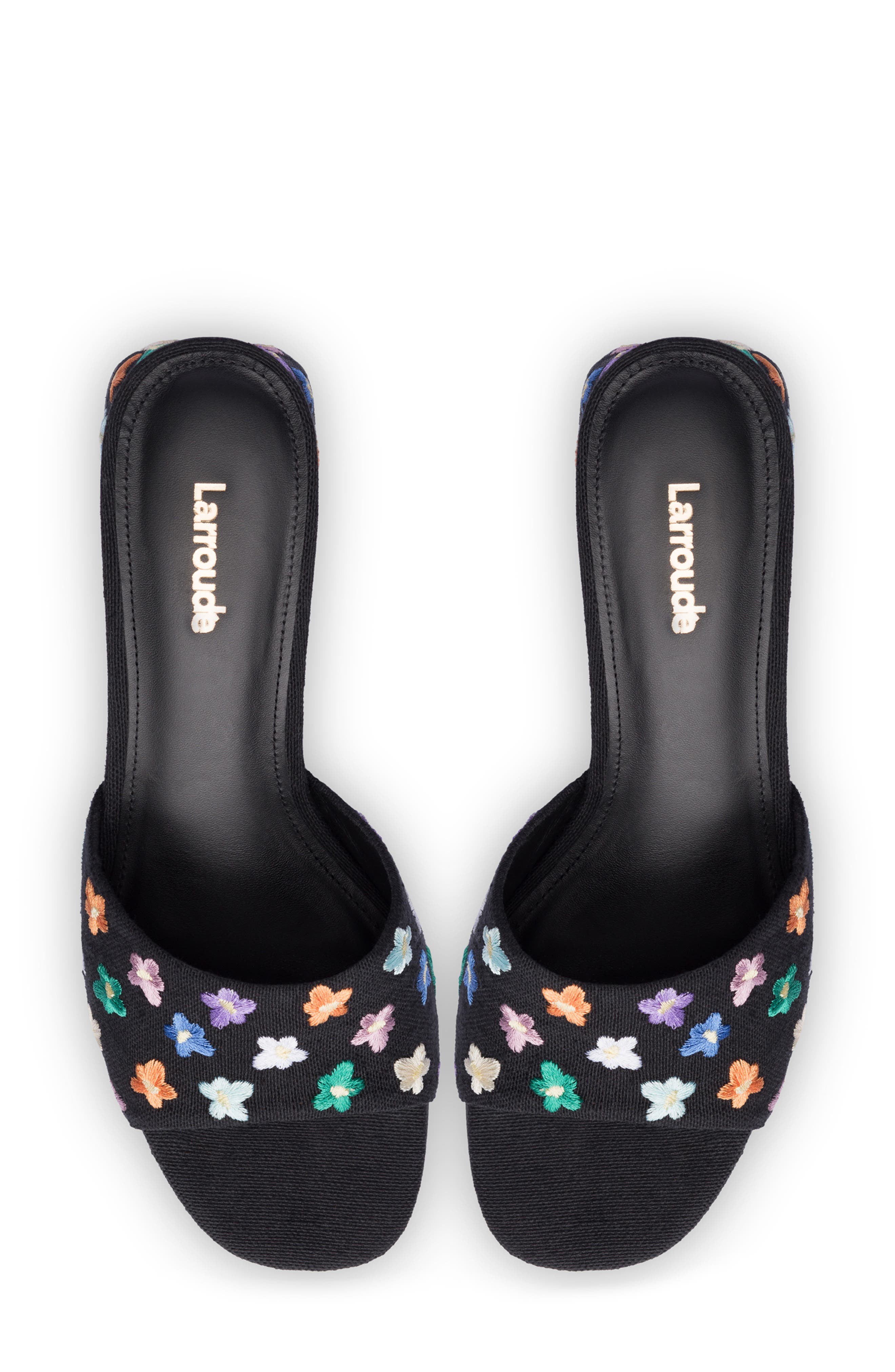 Larroudé Brigitte Flower Embroidered Mule, Alternate, color, 