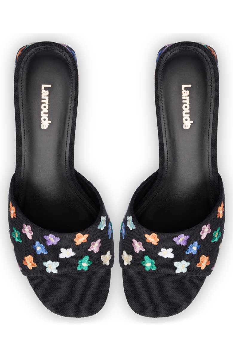 Larroudé Brigitte Flower Embroidered Mule, Alternate, color,