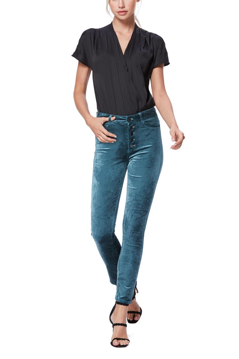 Hoxton Velvet High Waist Skinny Pants, Alternate, color, ATLANTIC
