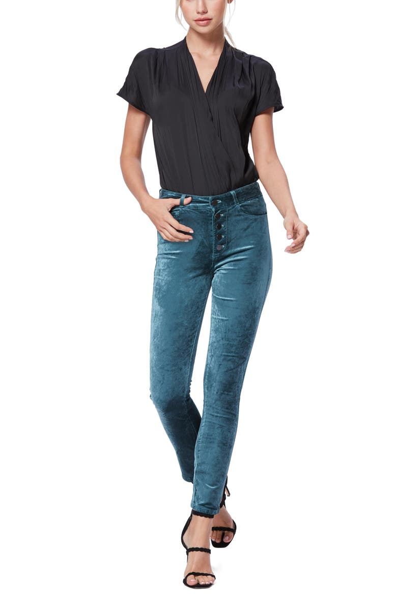PAIGE Hoxton Velvet High Waist Skinny Pants, Alternate, color,