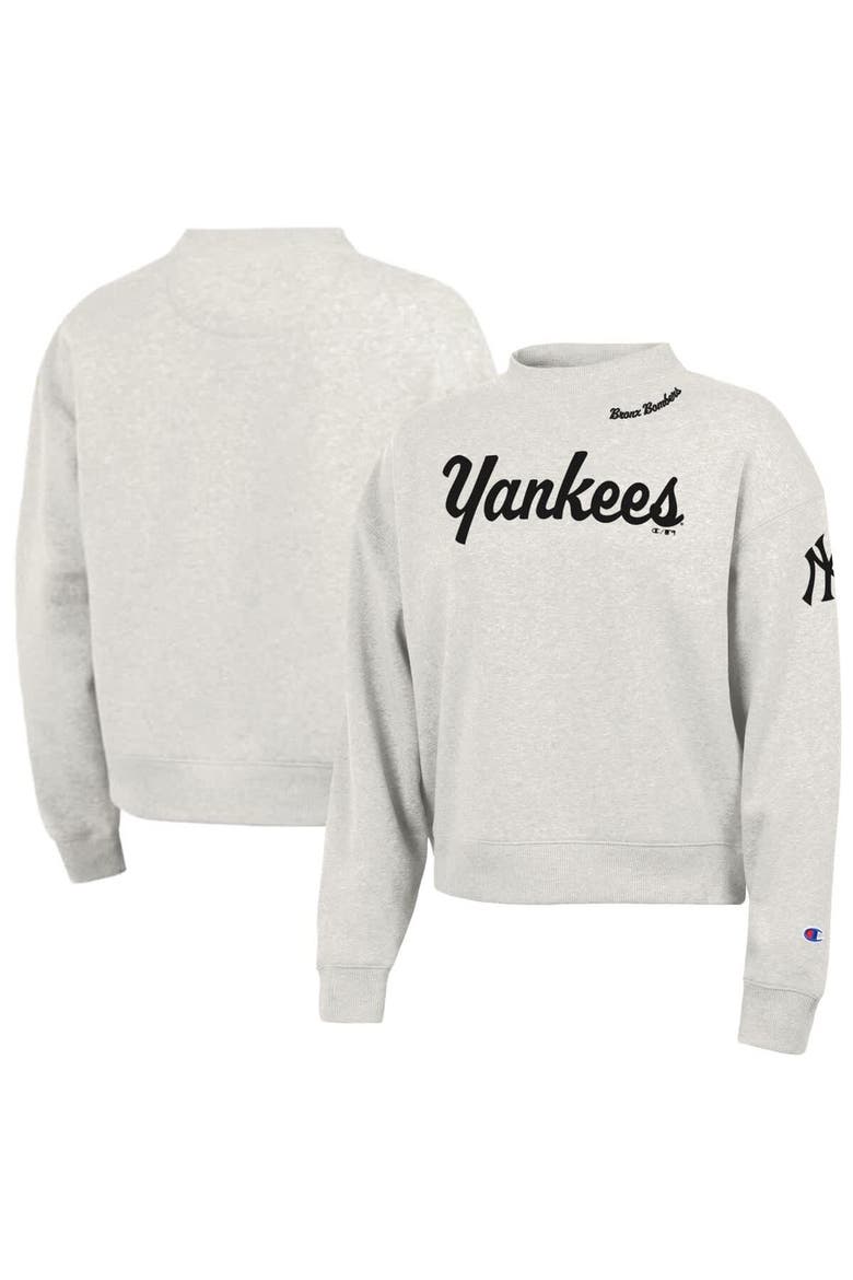 Women's Champion Stone New York Yankees Triumph Tri-Blend Sweatshirt, Main, color, Stone