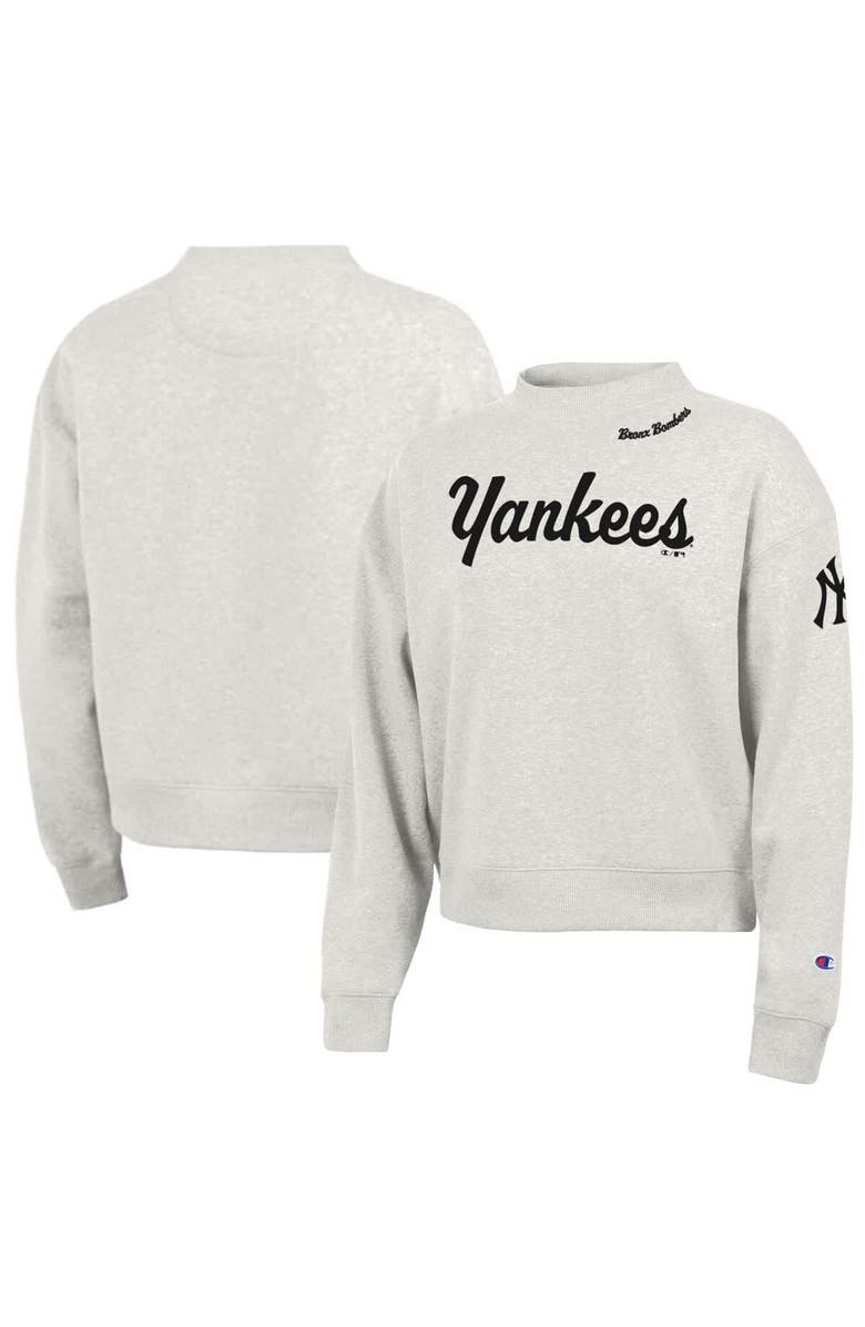 Champion Women's Champion Stone New York Yankees Triumph Tri-Blend Sweatshirt, Main, color, Stone