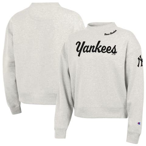 Women's Champion Stone New York Yankees Triumph Tri-Blend Sweatshirt