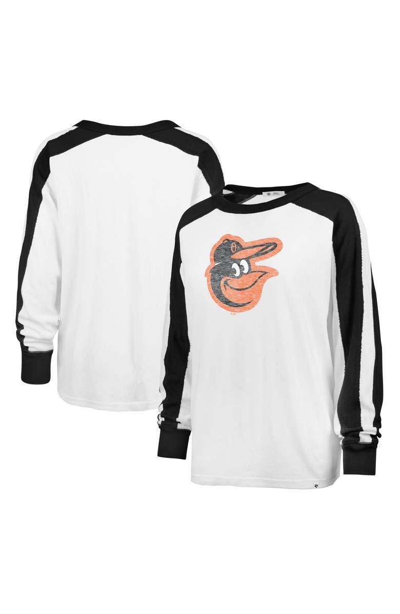 '47 Women's '47 White Baltimore Orioles Plus Size Caribou Raglan Long Sleeve T-Shirt, Main, color, White