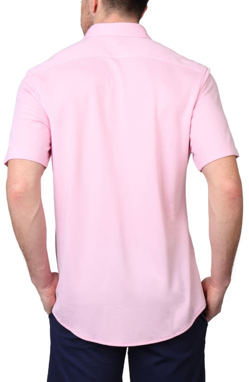Tailorbyrd Solid Modal Blend Short Sleeve Shirt In Pink
