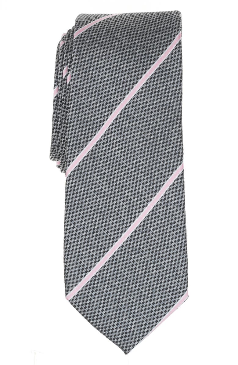 Original Penguin Carow Stripe Tie, Main, color, Grey/ Light Pink
