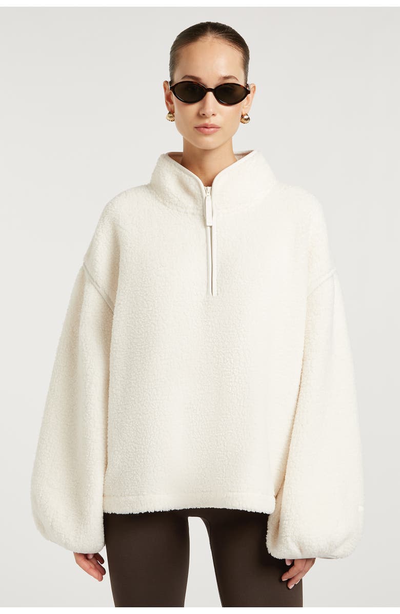 4TH ARQ Sloane Borg Half-Zip Loose Fit Fleece, Main, color, Cream
