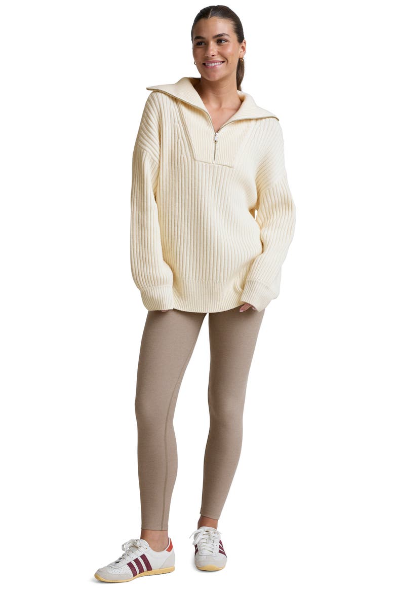 Rib Quarter Zip Sweater, Alternate, color, IVORY