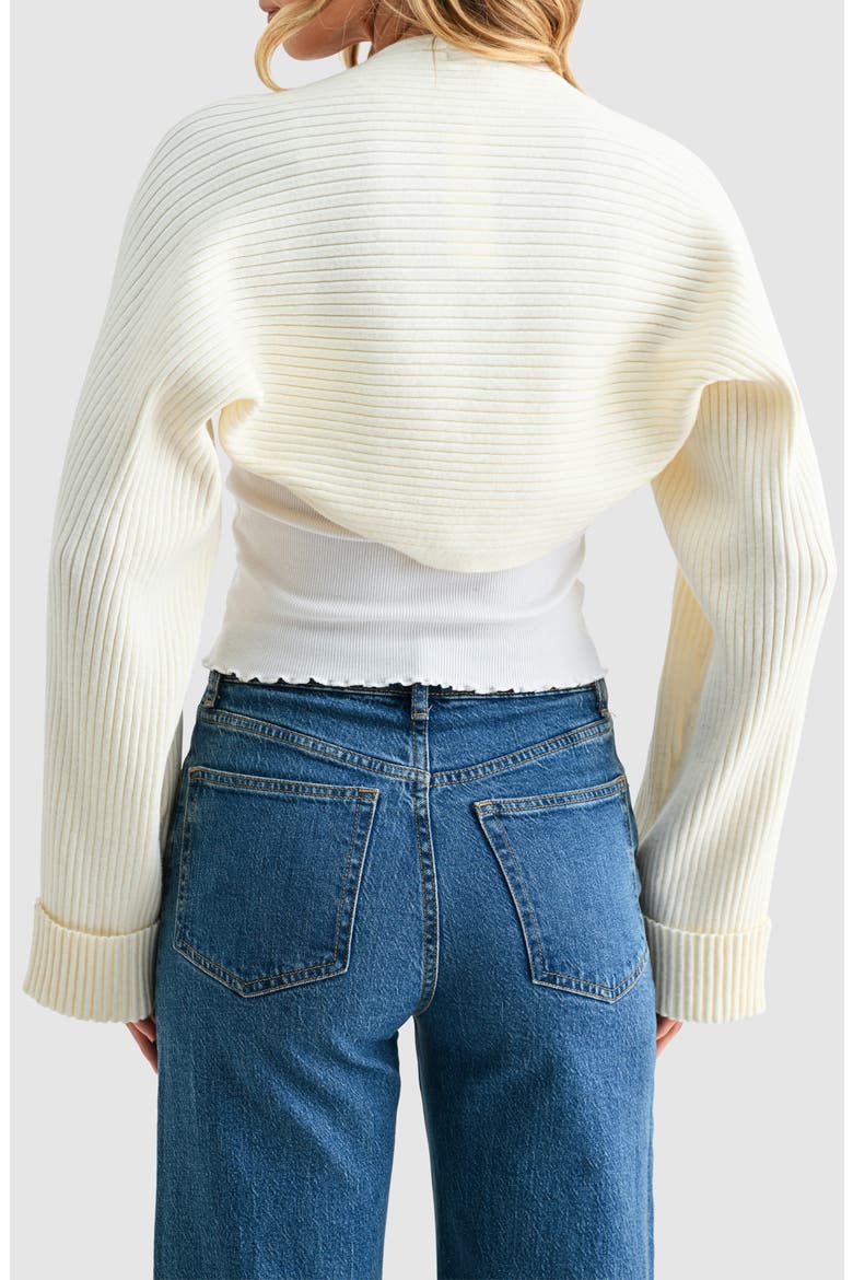 Rib Knit Bolero, Alternate, color, WHITE
