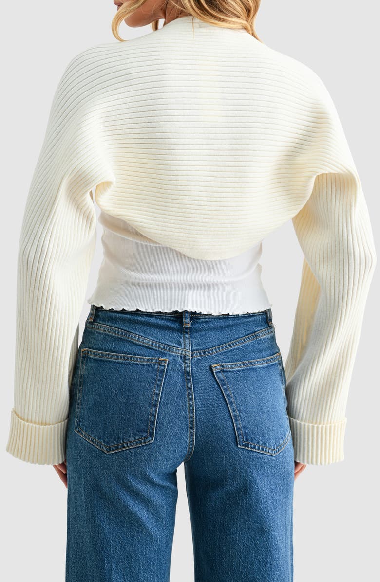 All in Favor Rib Knit Bolero, Alternate, color, White