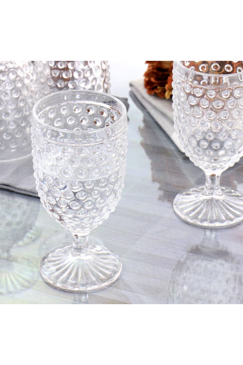 6 Piece 14.2 Ounce Glass Hobnail Goblet Drinkware Set, Alternate, color, Clear