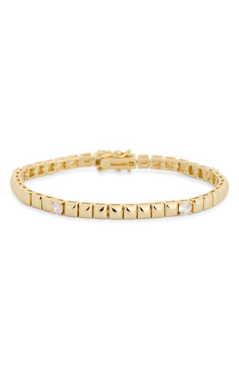 Cubic Zirconia Puffy Square Chain Bracelet
