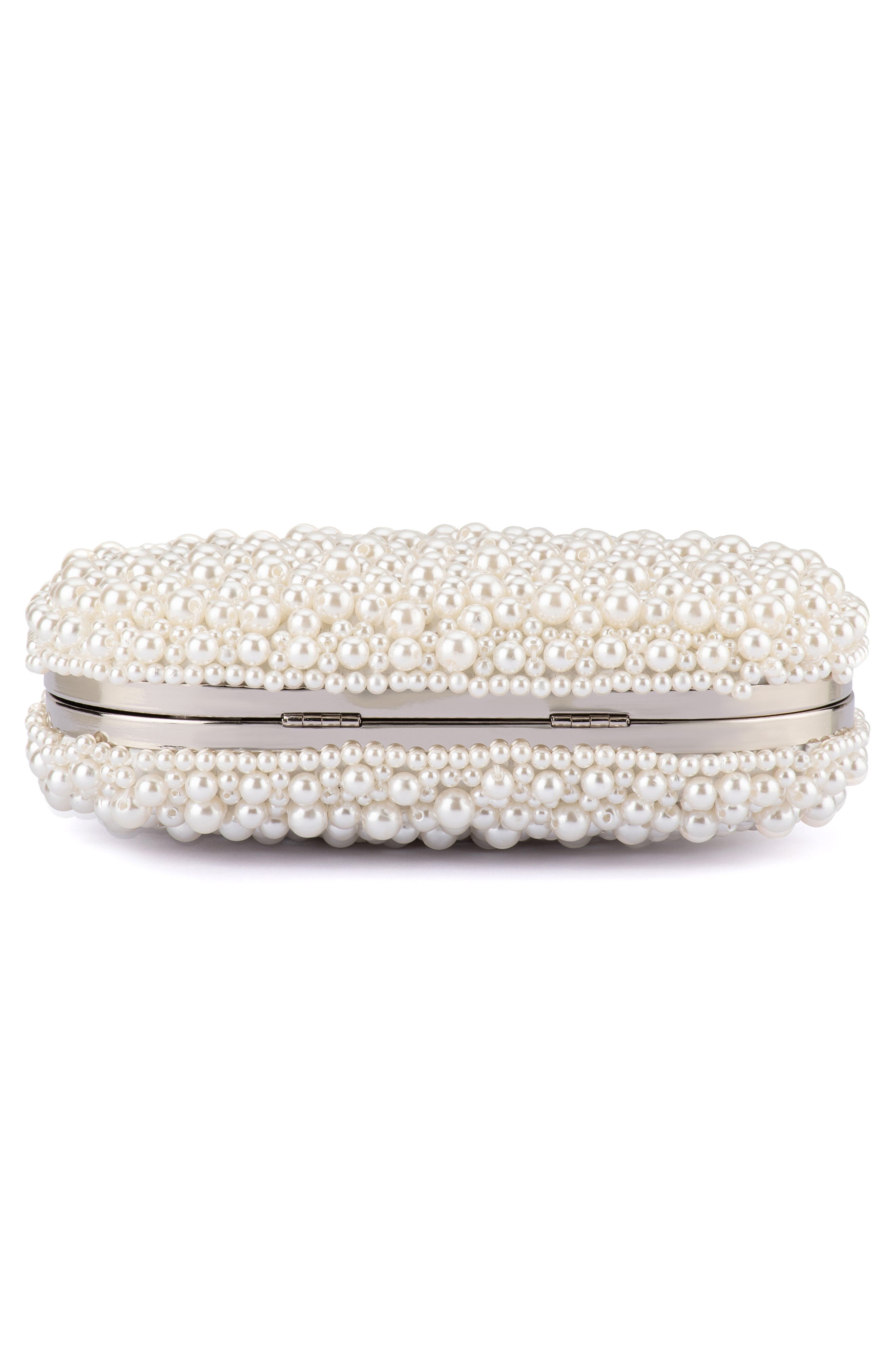 Olga Berg Valentina Faux Pearl Clutch, Alternate, color, Pearl/ Silver