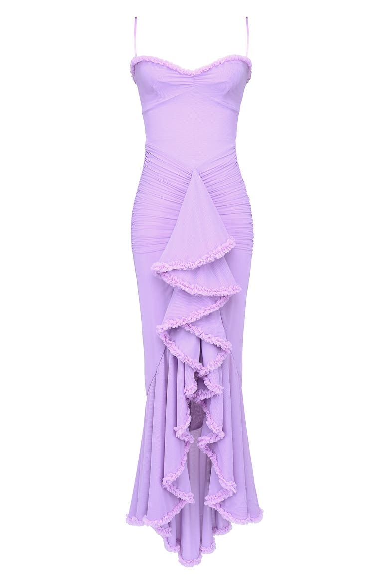 gabbi ruffle mesh high low cocktail dress Gabbi Ruffle Mesh House of Cb
