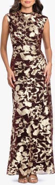 Betsy & Adam Crinkled Ruched Gown