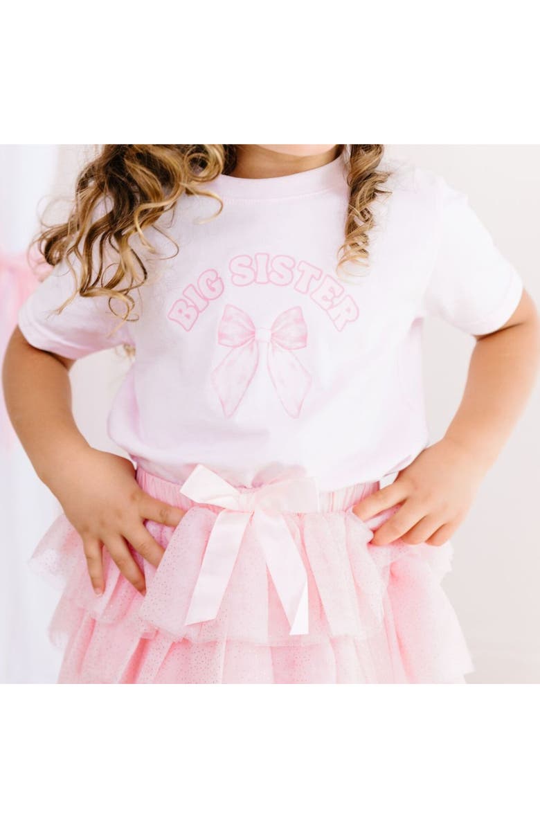 Sweet Wink Big Sister Bow Short Sleeve T-Shirt, Alternate, color, Pink
