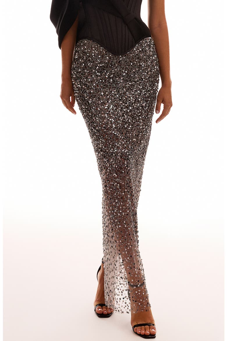 Fitted Sequin Pencil Maxi Skirt, Main, color, Silver