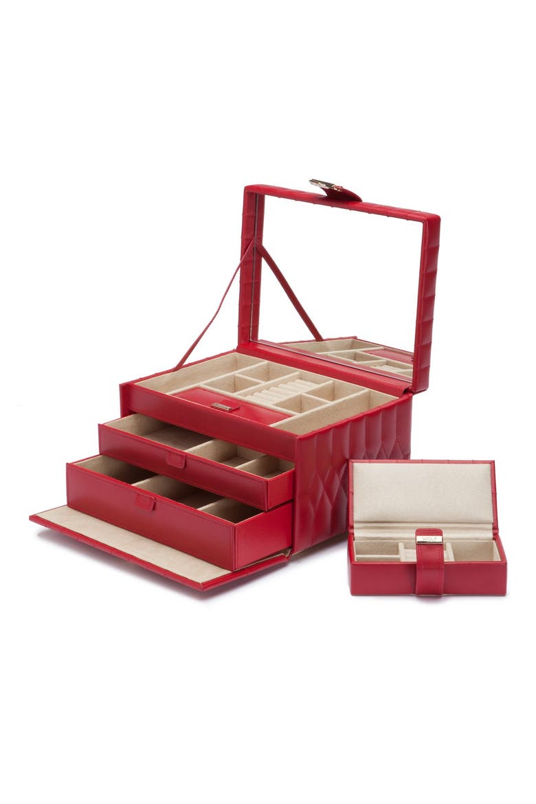 Caroline Medium Jewelry Case, Alternate, color, RED
