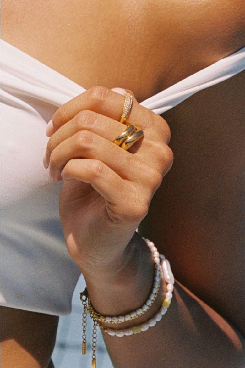 Double Trouble Ring Set, Alternate, color, Gold
