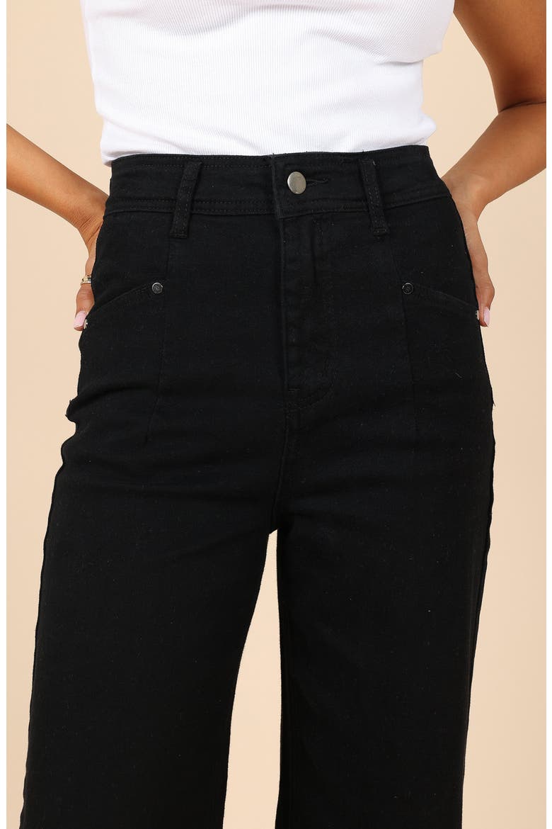 Georgette High Waist Bootcut Pants, Alternate, color, BLACK