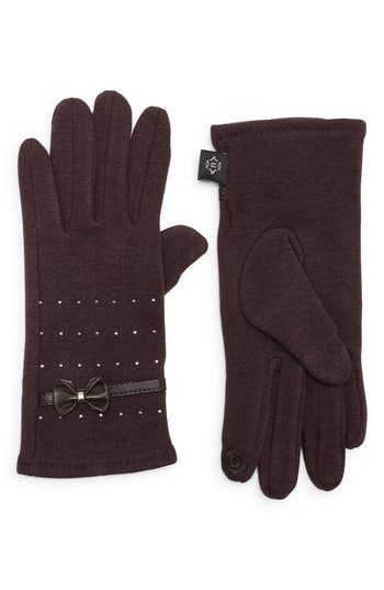 Nanette Lepore Studded Bow Gloves In Brown