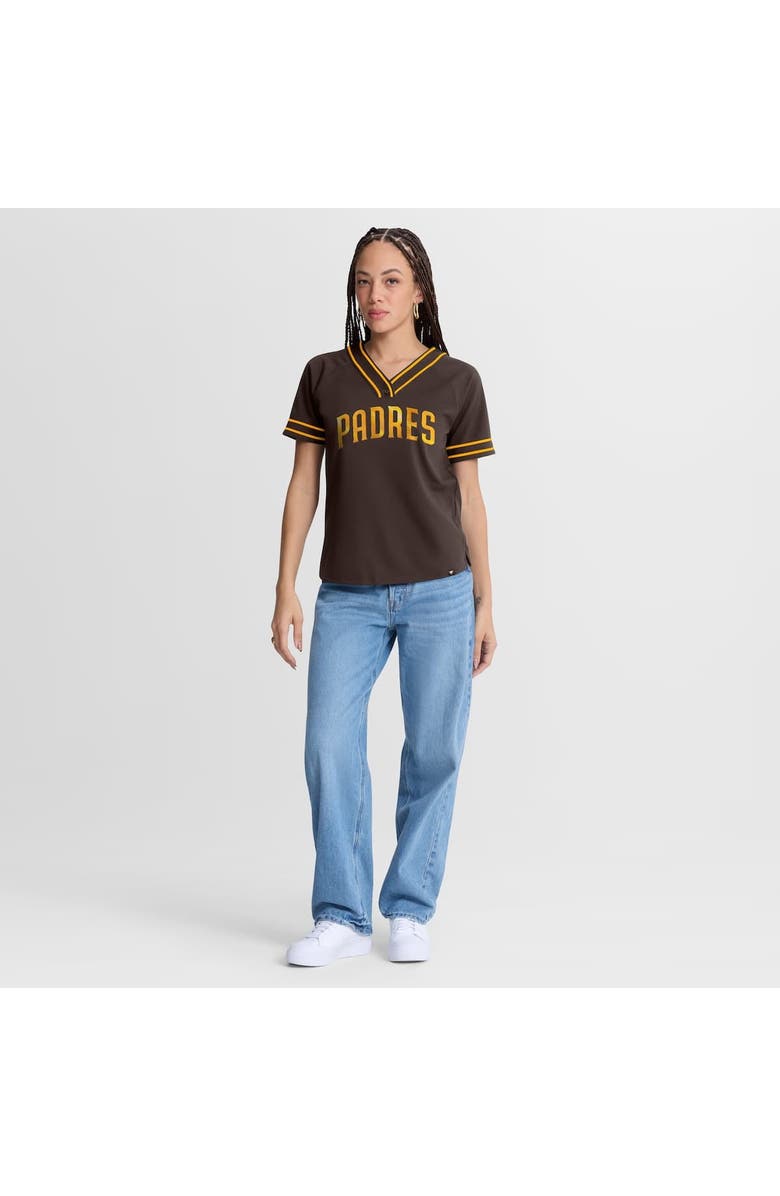 FANATICS Women's Fanatics Brown San Diego Padres Diva Race Ahead Raglan V-Neck T-Shirt, Alternate, color, Brown