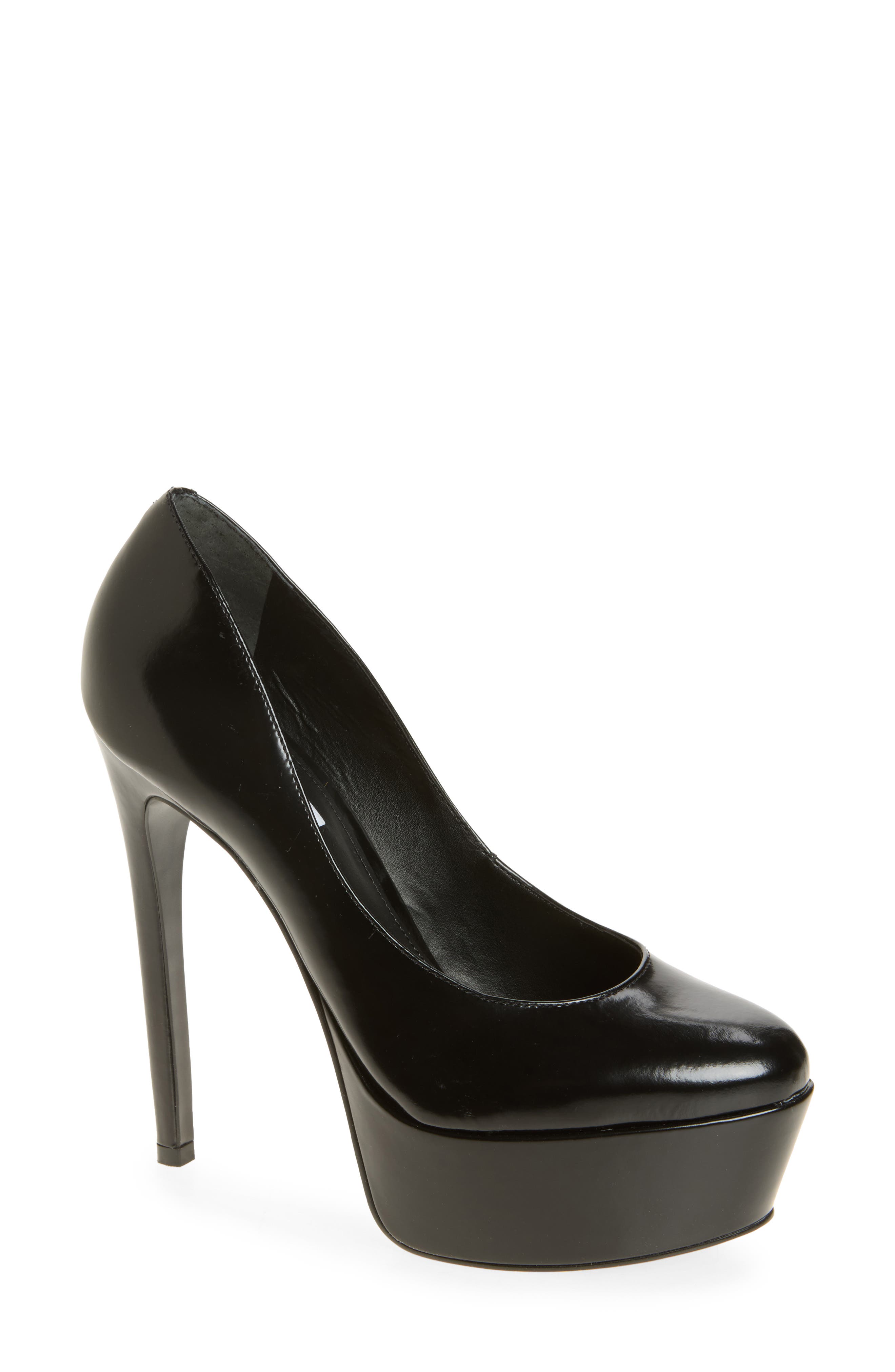 Silene Platform Pump, Main, color, BLACK LEATHER