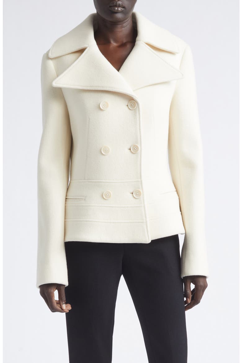 Romane Compact Melton Wool Jacket, Main, color, IVORY