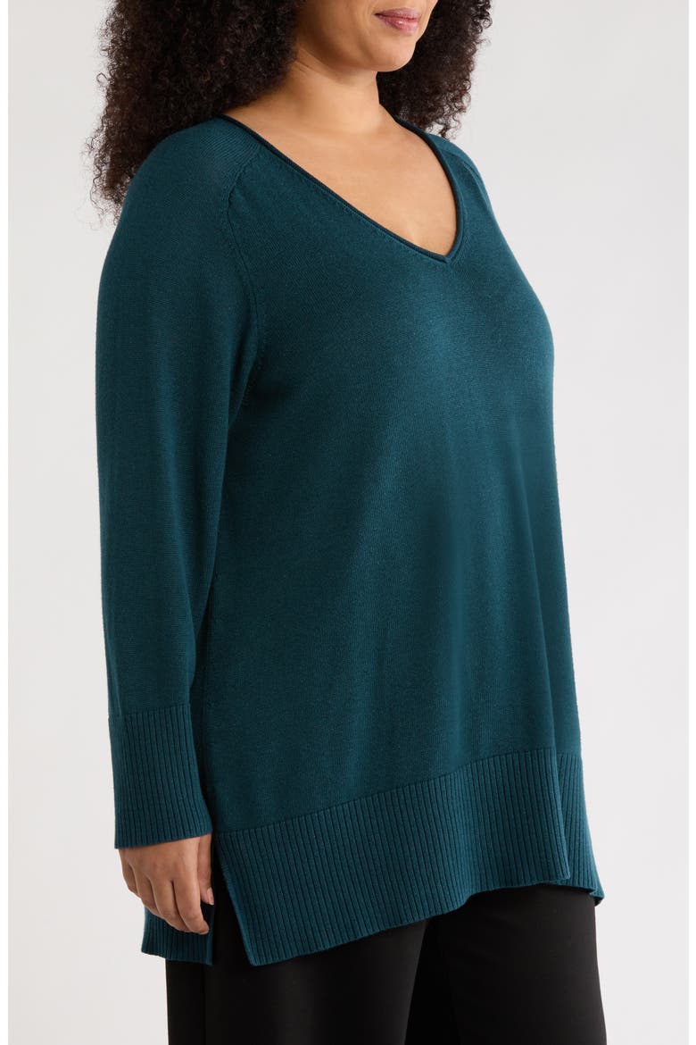 V-Neck Organic Cotton Blend Sweater, Alternate, color, ALPINE