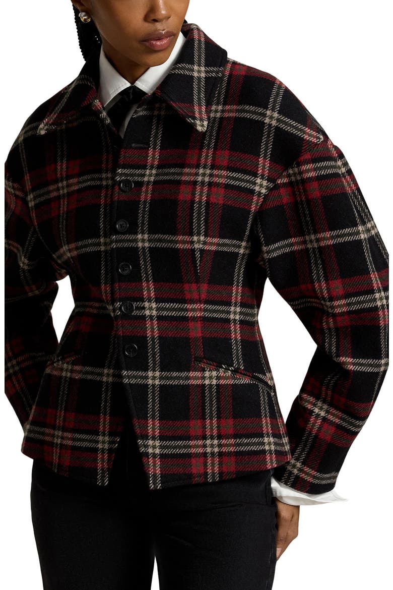 Plaid Tweed Sculpted Jacket, Main, color, RED