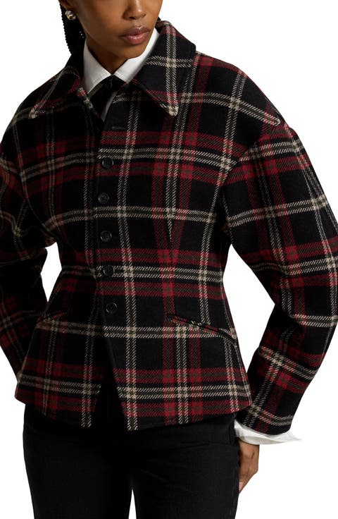 Plaid Tweed Sculpted Jacket