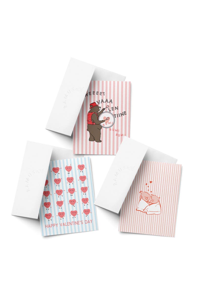 Valentine's Day Friendship Greeting Card Pack Sets, 'Hearts Dance, Sweet Song, Piggies in a Blanket' (3 ct, Assorted), Main, color, Multi-Pack