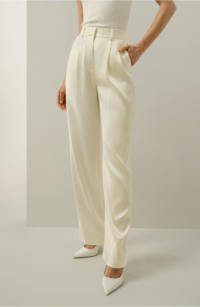 Lilysilk Double-Faced Charmeuse Straight- Leg Pant, Alternate, color, Lily White