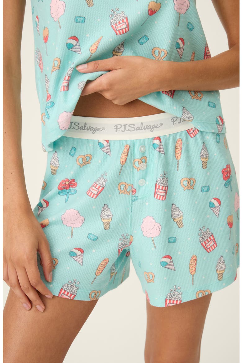 Print Boyfriend Boxer Shorts Pajamas, Alternate, color, OASIS BLUE