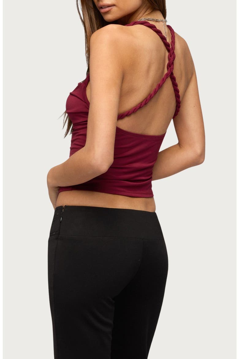 Cailinne Braided Twist Top, Alternate, color, BURGUNDY