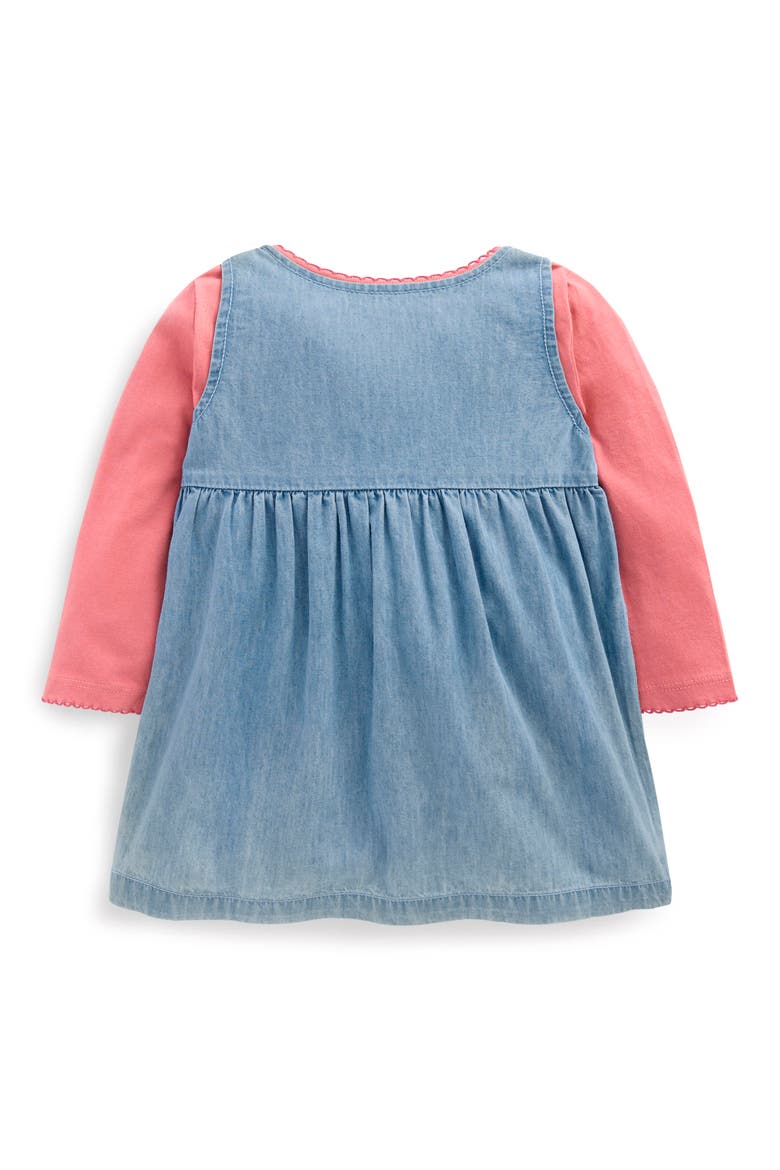 Pinny T-Shirt & Denim Dress Set, Alternate, color, EMBROIDERED CHAMBRAY
