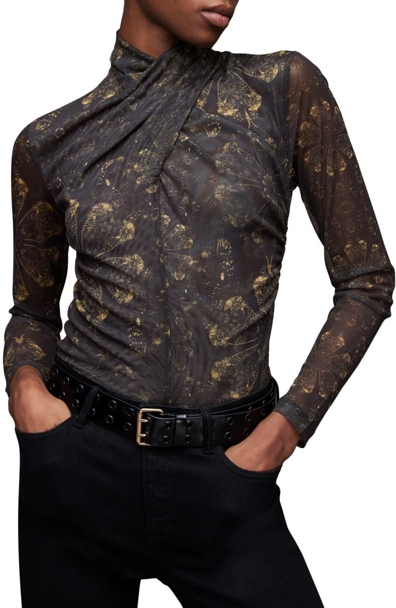 AllSaints Tia Gloria Long Sleeve Mesh Top, Main, color, 