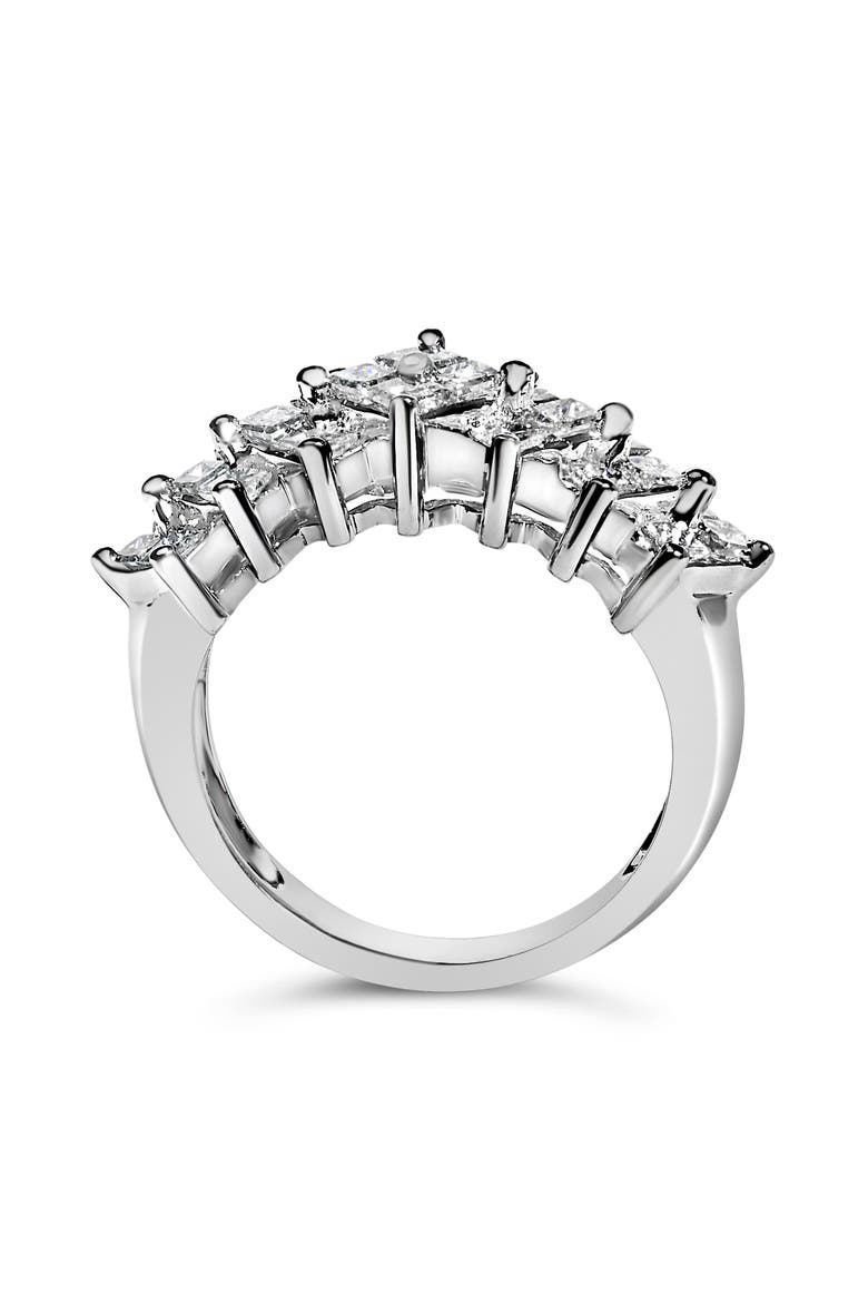 Sterling Silver 1 1/4 ctw Princess Diamond Cluster Band Ring, Alternate, color, Silver
