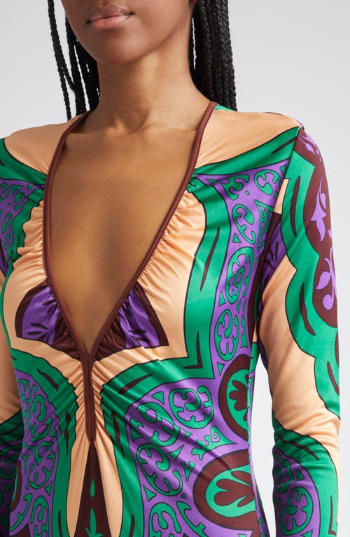 Johanna Ortiz Glazed Illusion Reversible Long Sleeve Jersey Maxi Dress In Multi