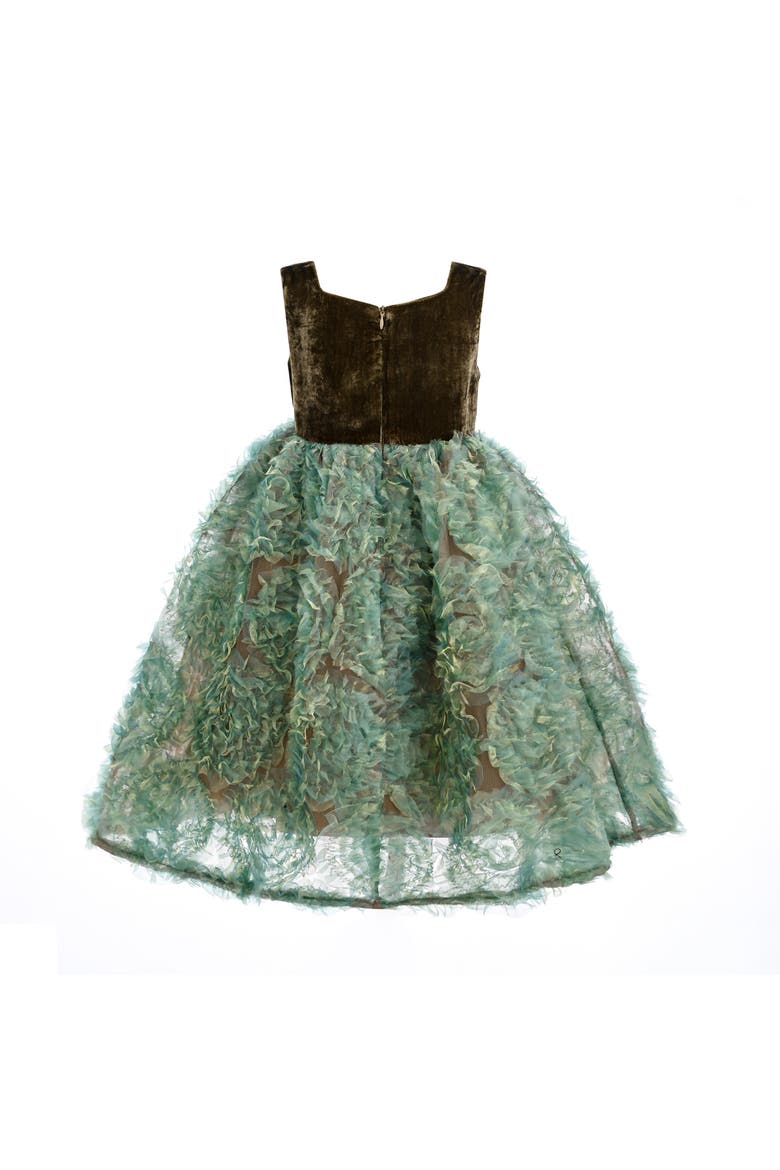 Bellina Velvet Tulle Dress, Alternate, color, Green