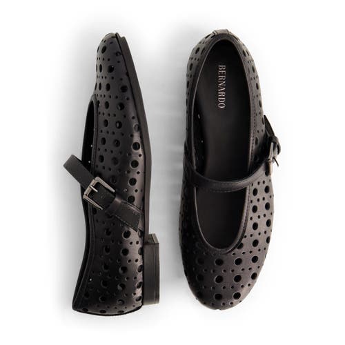Bernardo Perforated Leather Mary Jane Ballerina Flats