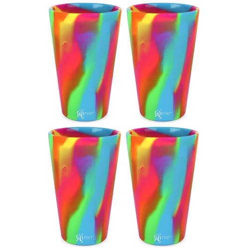 Silipint Silicone Pint Glasses 4 Pack Hippie Hops 16oz Unbreakable Cups
