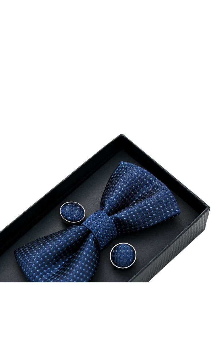 MOUSTACHE Patterned-Jacquard Bow Tie Set, Alternate, color, Navy