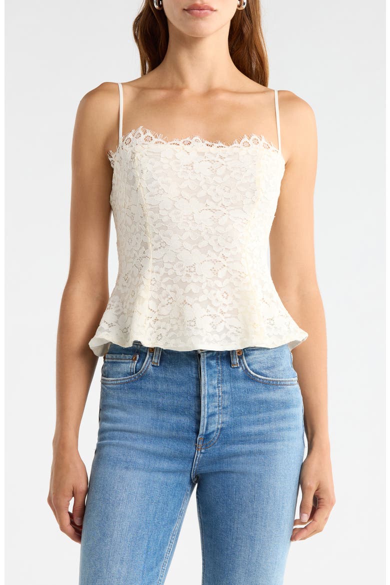 Ari Peplum Lace Camisole, Main, color, GARDENIA