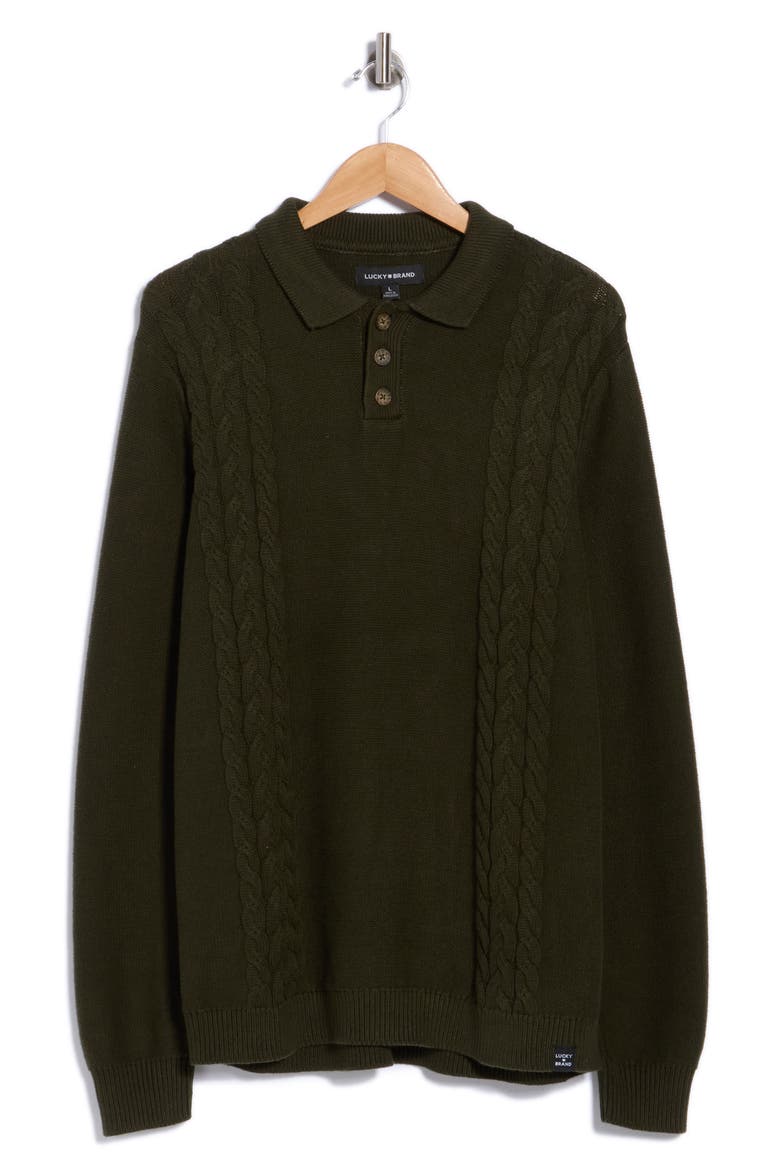 Textured Long Sleeve Polo, Alternate, color, ROSIN