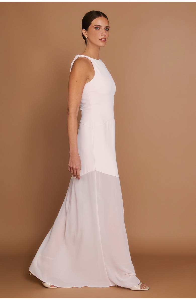 Six Stories Twist Strap Sheer Hem Maxi Dress, Alternate, color, Pale Pink