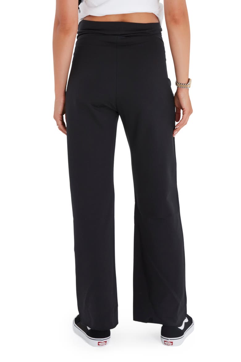 Foldover Waistband Stretch Cotton Maternity Pants, Alternate, color, BLACK