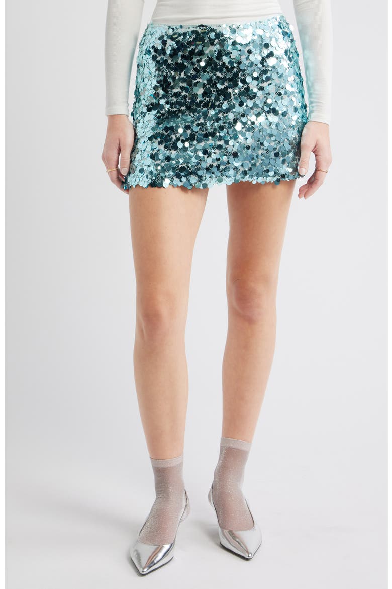 Sequin Miniskirt, Main, color, BLUE
