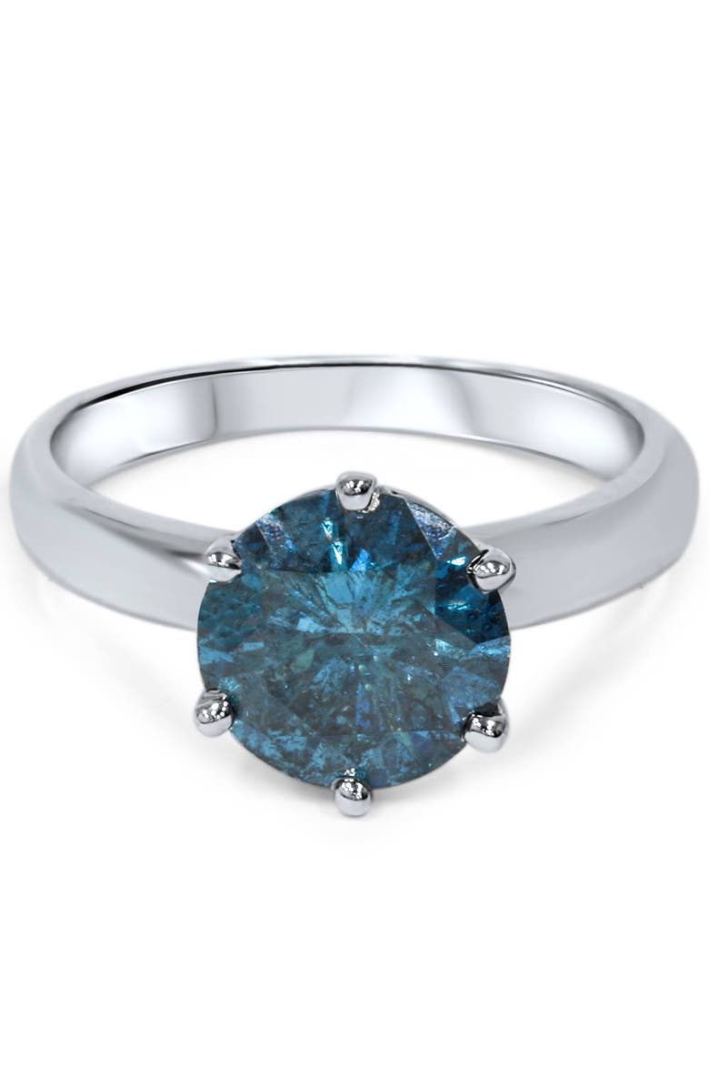 Bliss Diamond 2ct Blue Diamond Solitaire Engagement Ring 14K Gold Lab Grown, Alternate, color, 