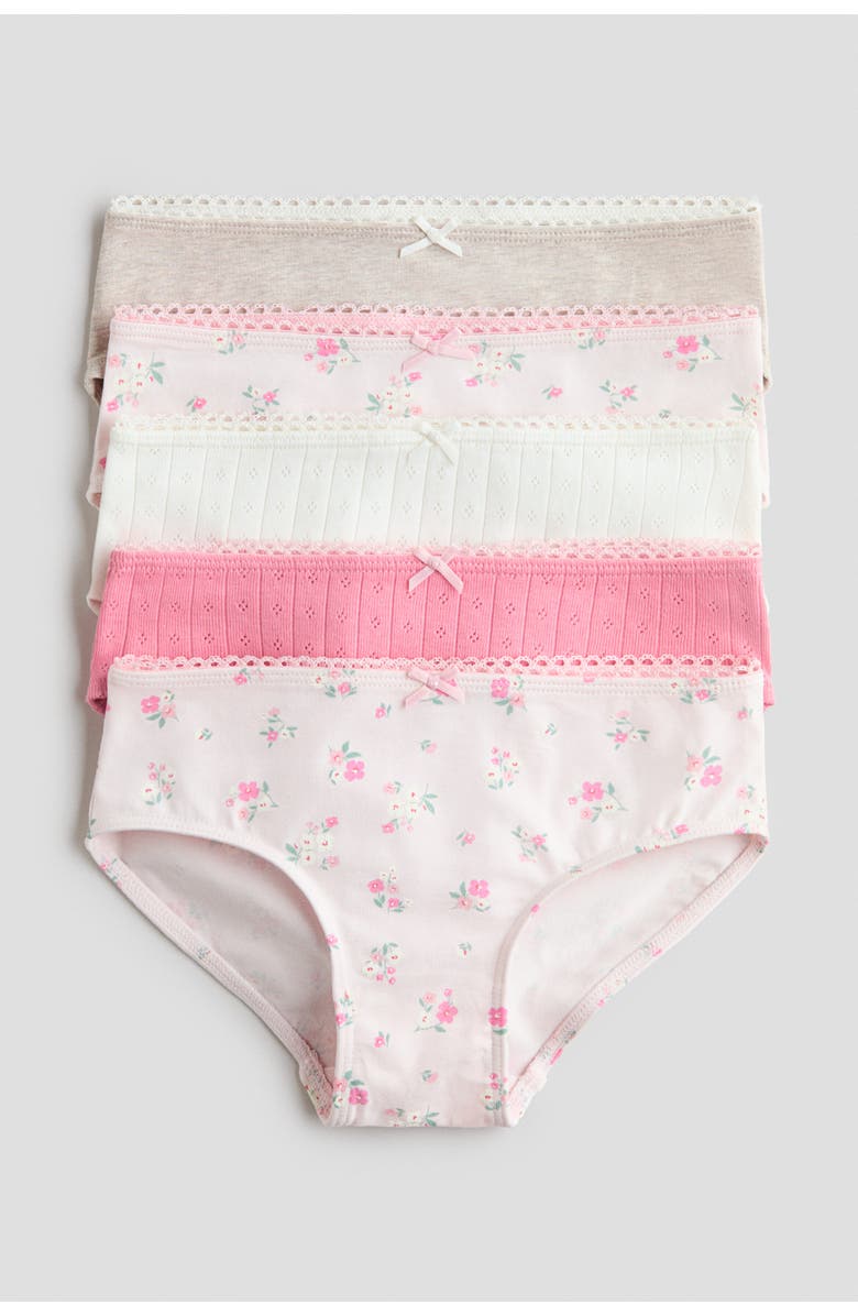 H&M 5-pack cotton briefs, Main, color, Light Pink/Floral